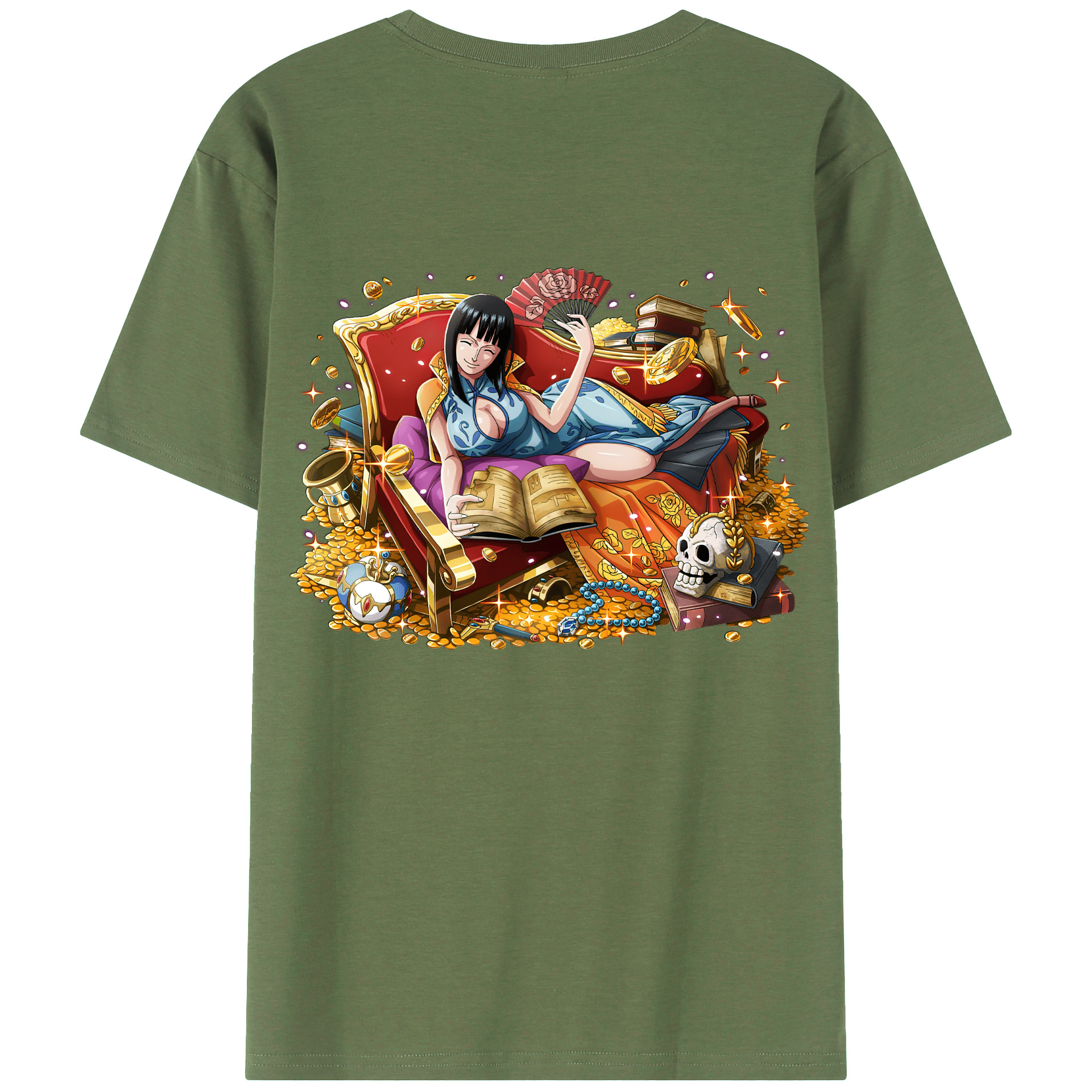 ワンピース ニコ・ロビン ONE PIECE Nico Robin 綿100％ メンズ半袖Tシャツ（バックプリント） 通気性
